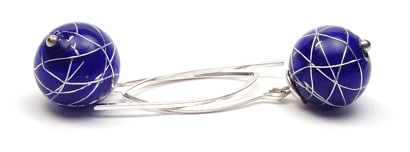JillSymons.com Lampwork Wired for Nautical ENCASED Silver WireEarrings - $50