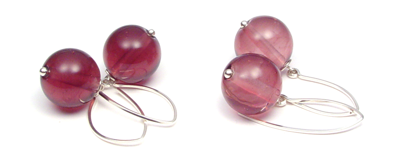 JillSymons.com Lampwork Med and Light Amethyst Earrings - $45pr