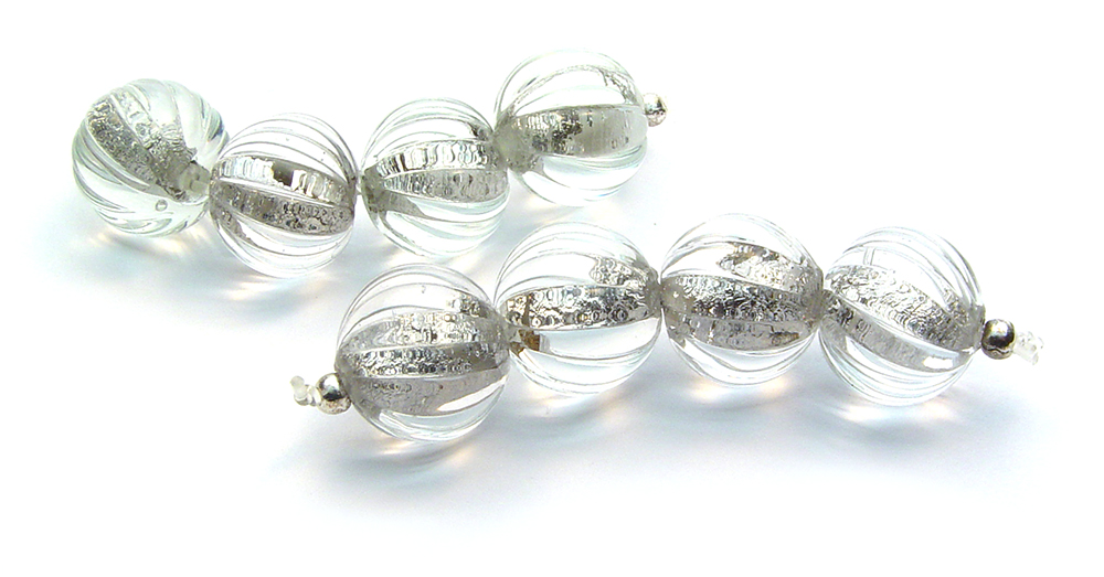 Carved Silvery Rounds - $45ea JillSymons.com Lampwork