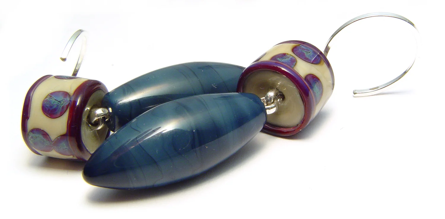 Steel Blue Earrings - $50 JillSymons.com Lampwork