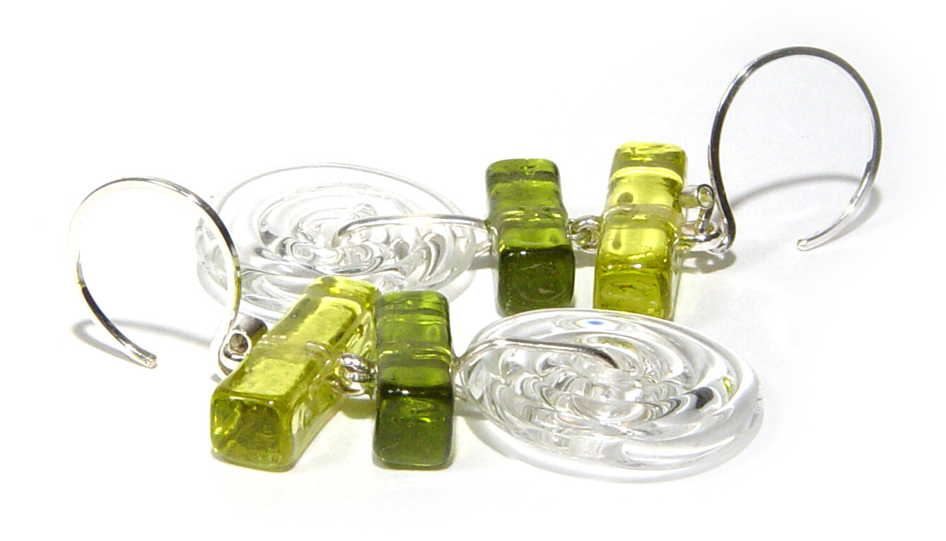 Green Matchstick Earrings - $55 JillSymons.com Lampwork