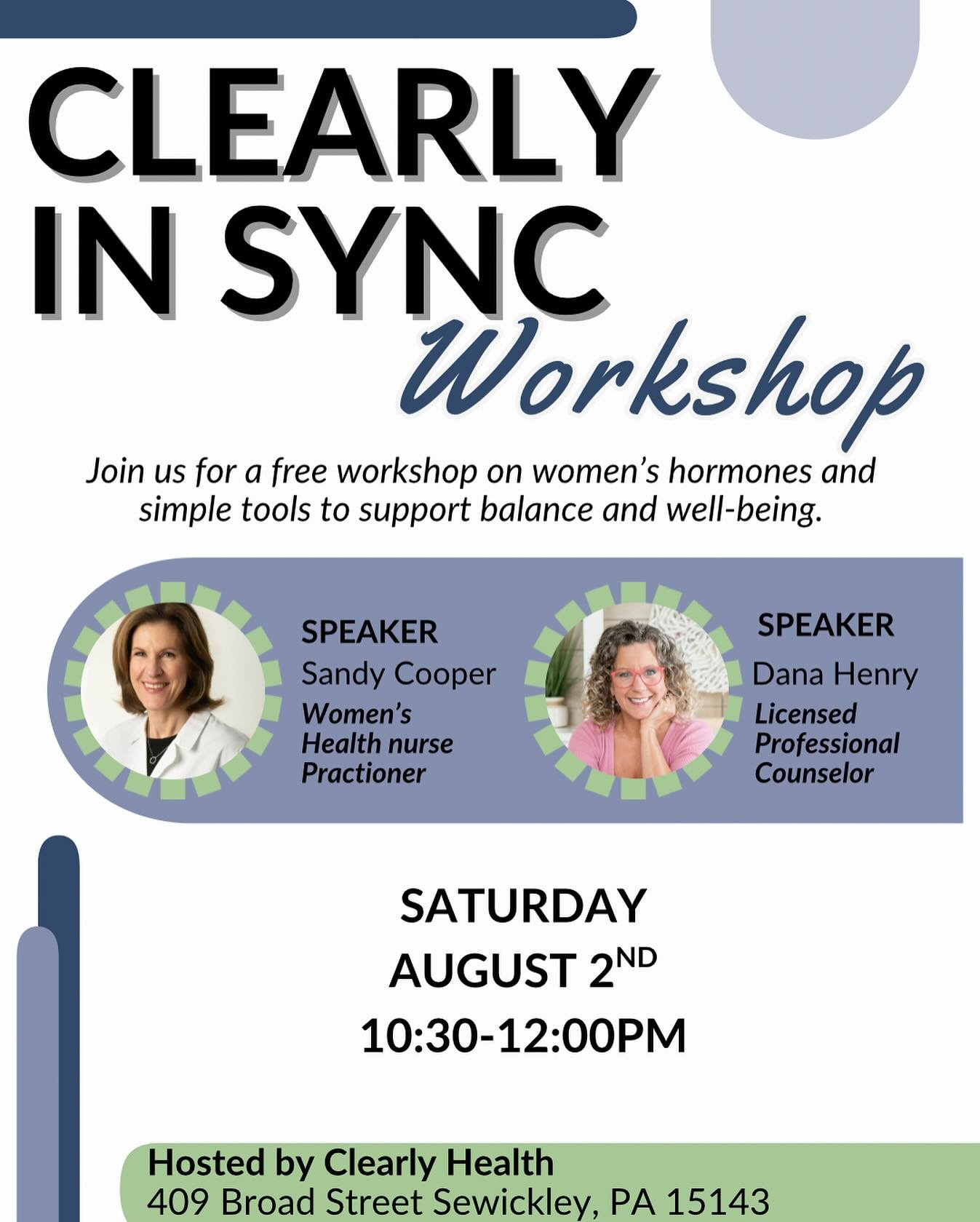Let’s get in sync - mind, body, and hormones ๐ซ Saturday 8/2 ๐Clearly Health ๐ sign up in bio pilates #pilatesstudio #sewickleypa #pittsburghpilates #sewickley #pilatesworkout #pilatesinstructor #pilatesbody #pittsburghfit #pittsburghfitness
