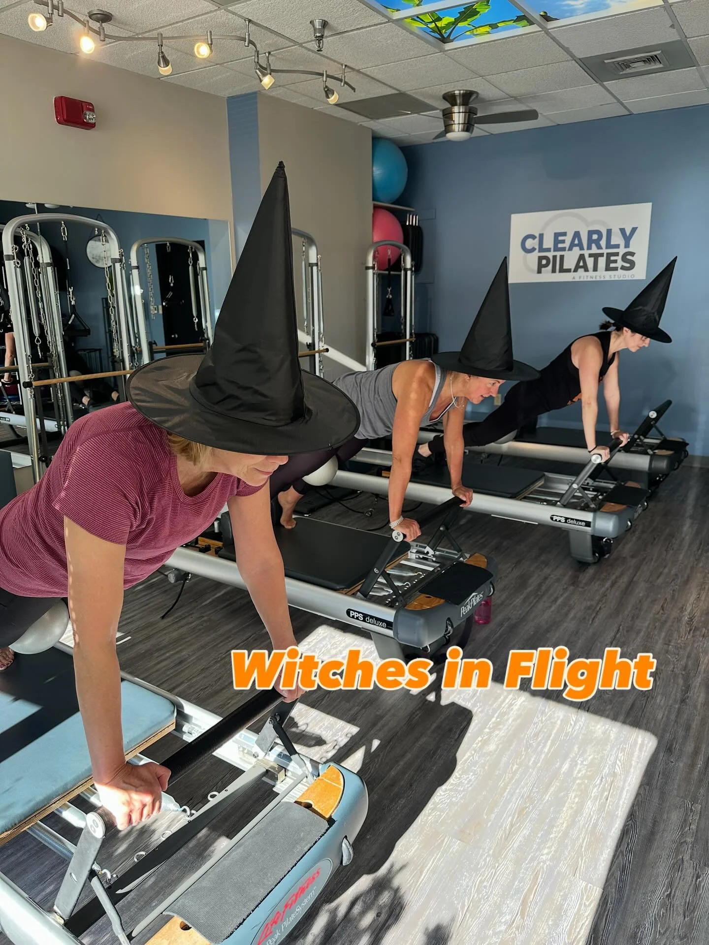 Proof that witches don’t fly on broomsticks 🧹……they plank, roll up , and soar✨  #pilatesonbrooms #pilateswitch #corepower #clearlypilates #planks