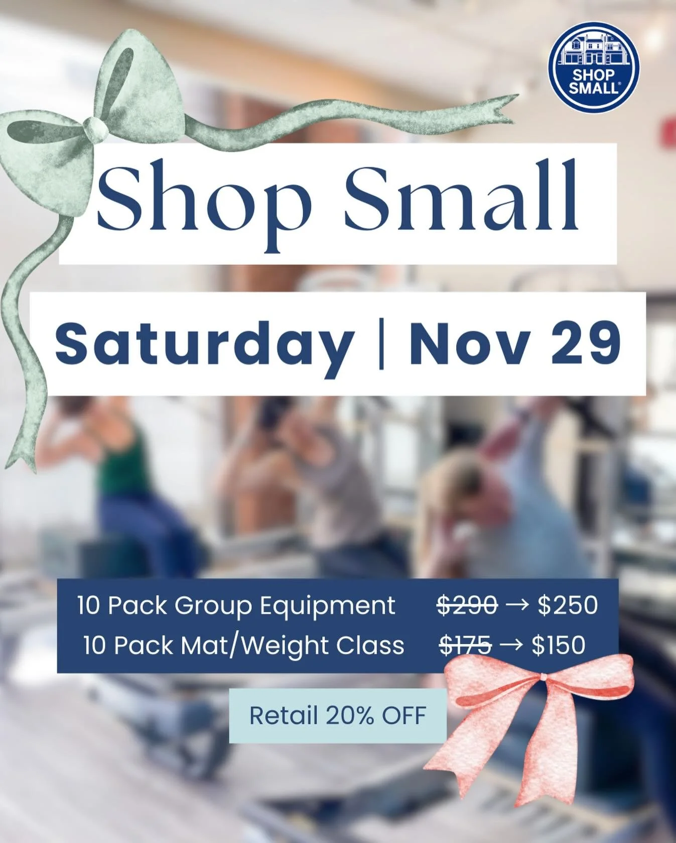 🎁Shop Small, Save Big- All Season Long! Our Shop Small Sale now through 12/31/25. Discounted packages = more Pilates 💙Sign up in bio below👉  #pittsburghpilates #holidayspecials #sewickleyshops #shopsmallthischristmas #supportsmallbusiness
