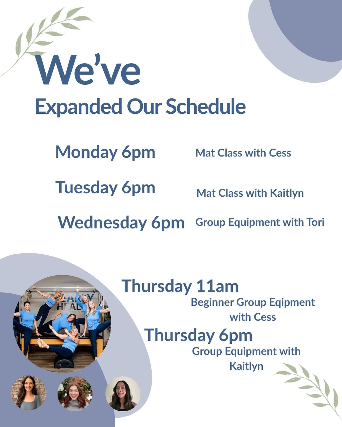 NEW CLASSES HAVE ARRIVED 🎉 We&rsquo;re excited to announce NEW classes added to our schedule. See you in the studio soon💙  #clearlypilates #pilatespittsburgh #sewickleyshops #fitnessstudio #happylife