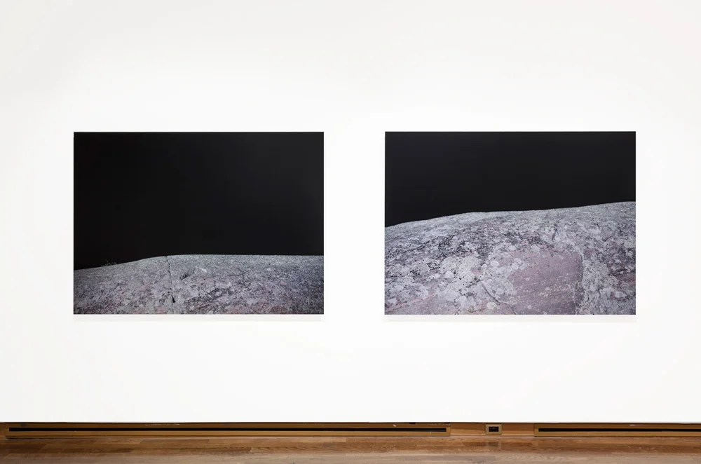 Untitled Photograph # 1 (Fissure) & Untitled Photograph #2 (Lichen), Digital Chromogenic print, mounted on Dibond, 50 x 67 inches each , 2013. Edition of 5. Photo credit: Toni Hafkenscheid.