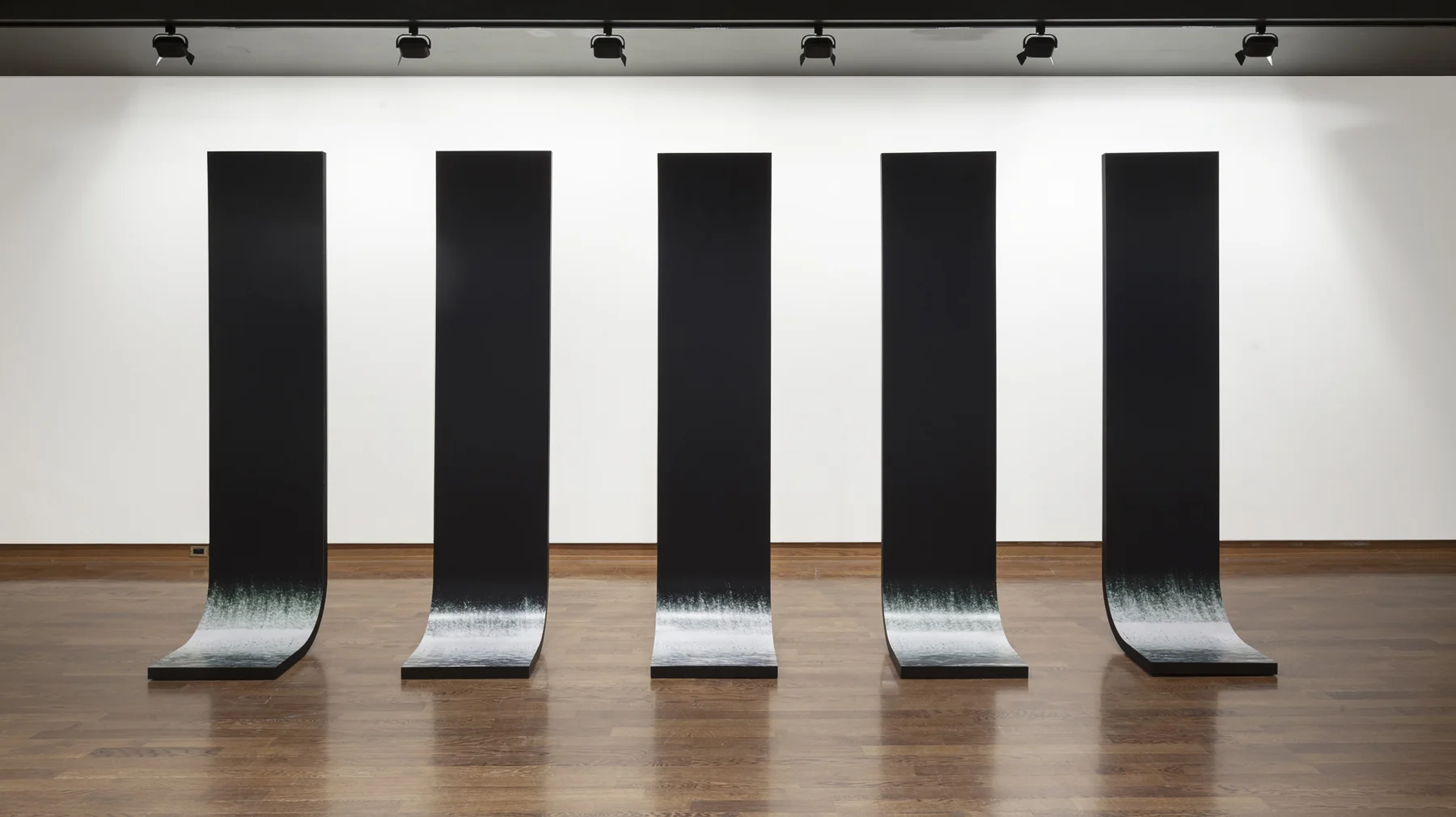 Still Water, 2009, 5 Sculptural Elements, Laminated Plywood, Lambda Prints (227cm x 61cm x 46cm each) Photo: Toni Hafkenscheid