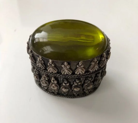 Fancy metal pill box , Etsy, $22