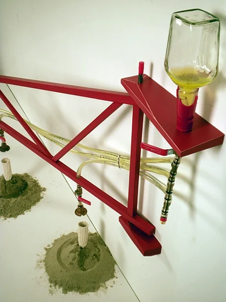 Daily Dose, 2011 7’ x 4’ x 32’’, Poplar, Vinyl Hose, Brass fittings,
Cone 6 Porcelain 