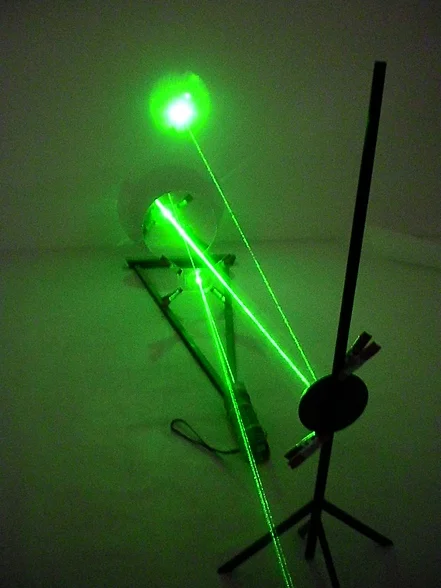 Artifact, 2011 4' x 12" x 24" Poplar, Mirrors, High-powered Astronomical Laser (500mw)
