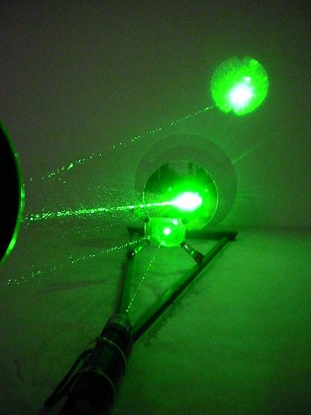    Artifact, &nbsp;2011   4' x 12" x 24"​  Poplar, Mirrors, High-powered Astronomical Laser (500mw)​ 