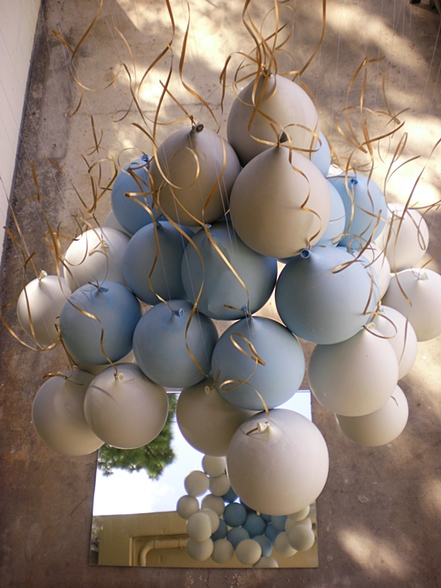    Biliousness,  2011   6’ x 5’ x 12’  Plaster, Balloons, Mono-filament, Mirror 