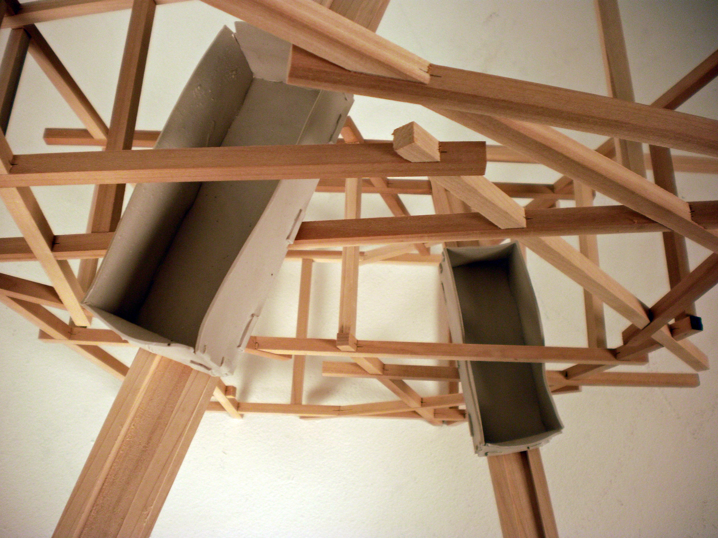    Edifice 2, &nbsp;2011   32" x 12" x 24"​  Poplar, Cone 10&nbsp;Porcelain&nbsp;​ 