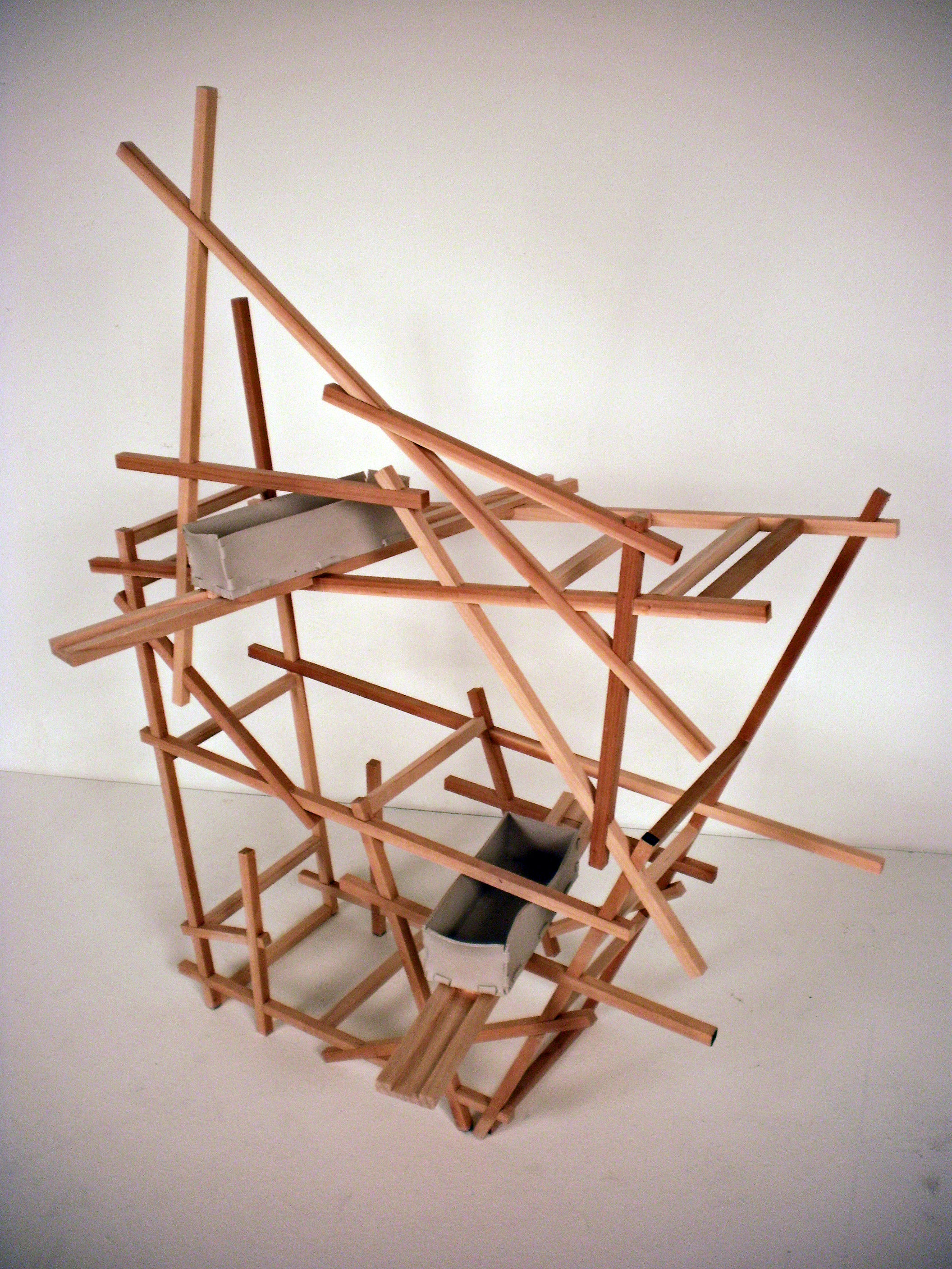    ​Edifice 2,  2011   32" x 12" x 24"​  Poplar, Cone 10&nbsp;Porcelain&nbsp;​ 