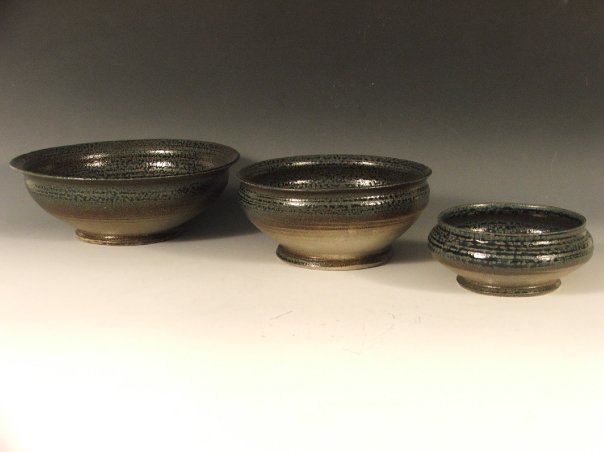  ​  Nesting Bowls,  2009   12" x 12" x 8"​  Cone 10 Stoneware, Ash Glaze​ 