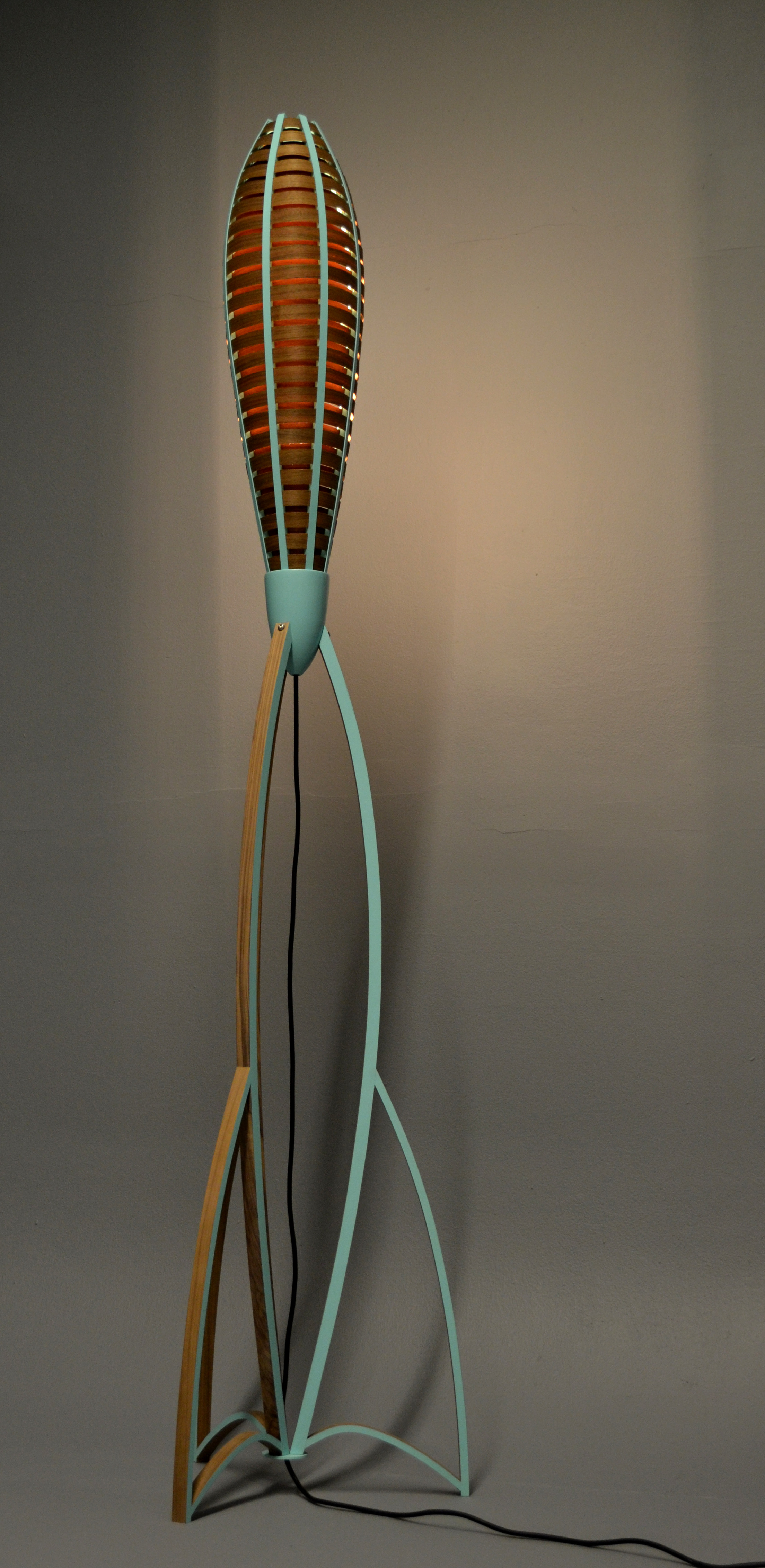    ​Tsiolkovsky Lamp, 2013    ​ 2 1/2' x 2 1/2' x 8'​    Walnut Veneer, Poplar, Paint  
