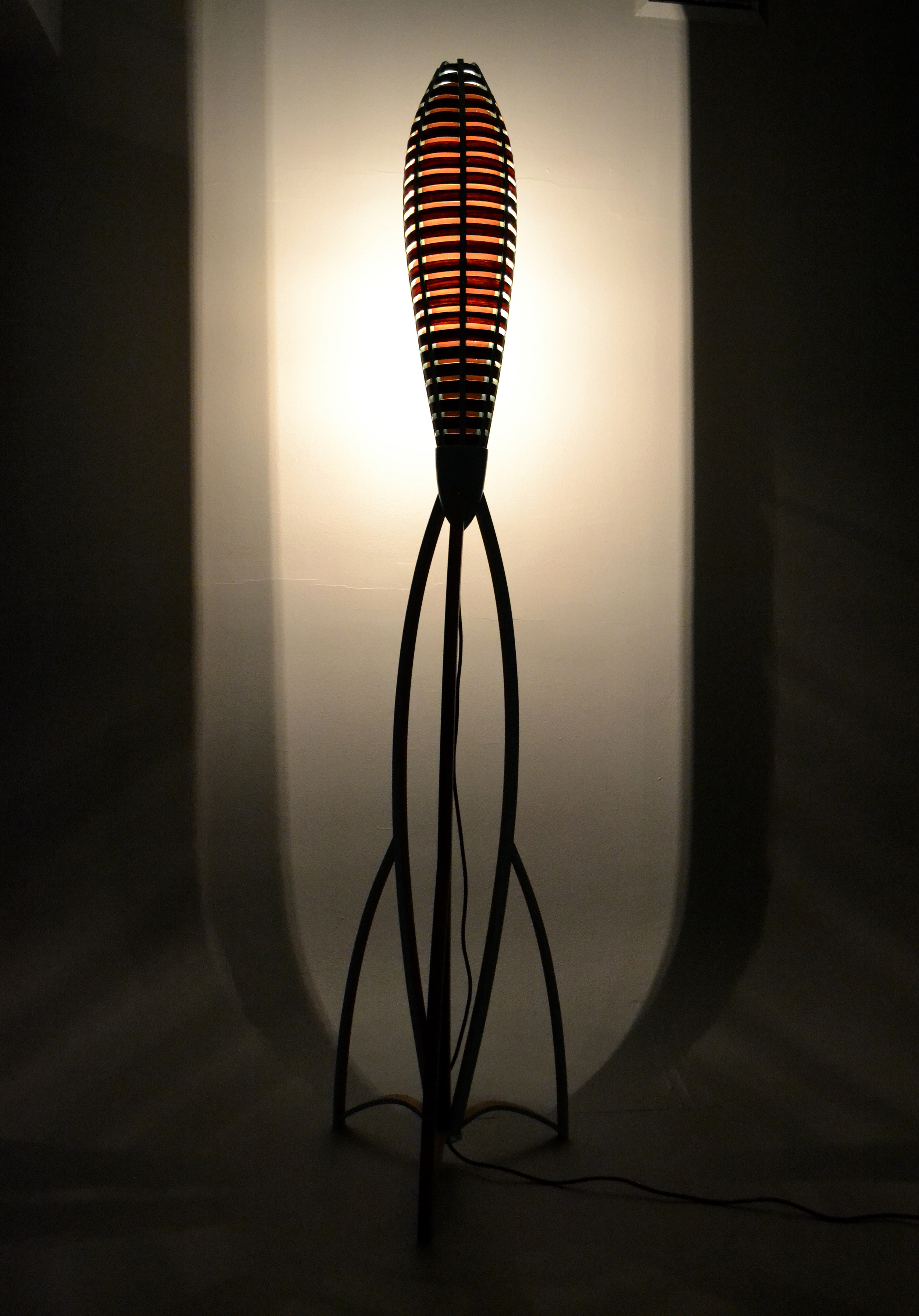    ​Tsiolkovsky Lamp, 2013     2 1/2' x 2 1/2' x 8'​    Walnut Veneer, Poplar, Paint  