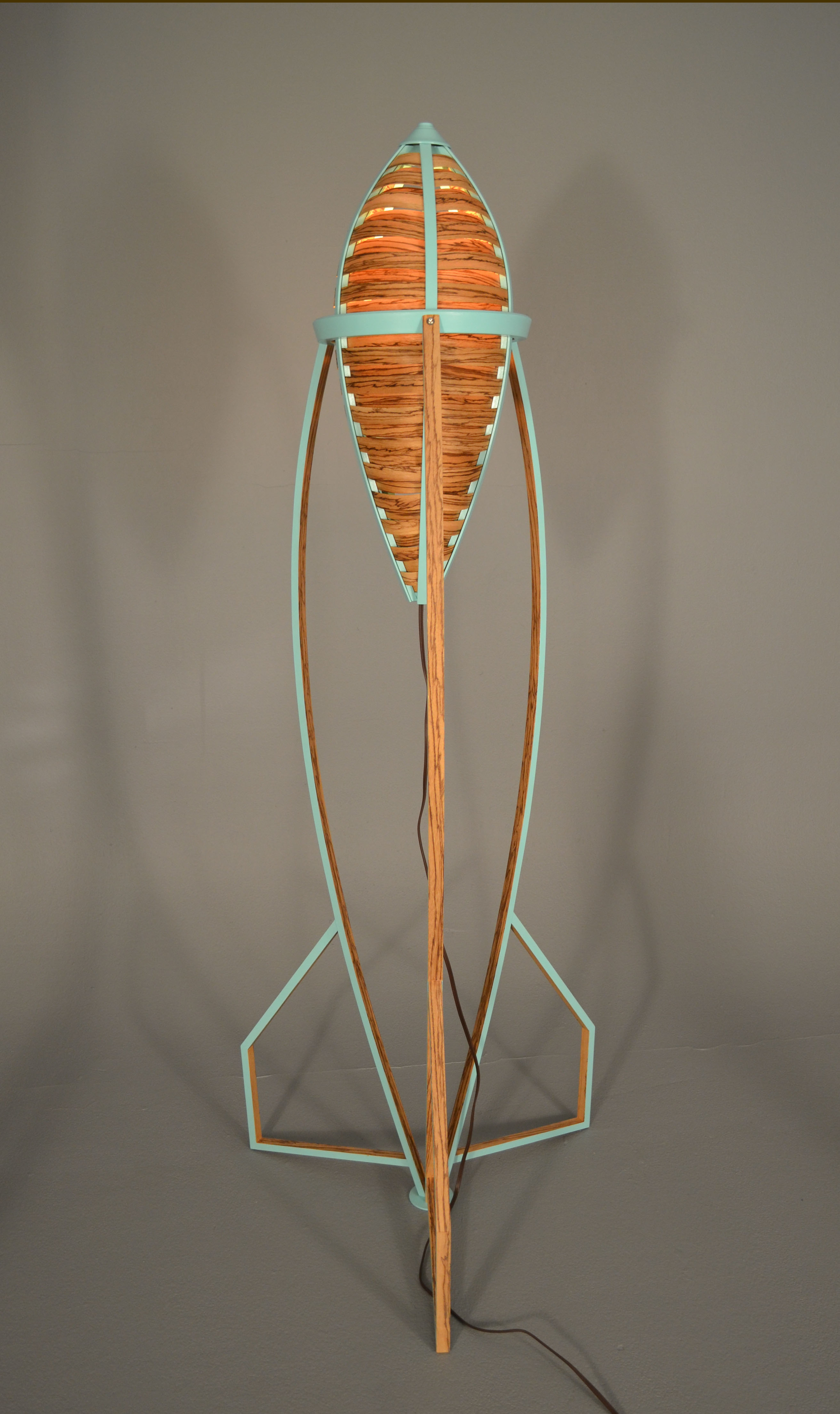      Tsiolkovsky Lamp t202 , 2013   3' x 5' x 3'​  Zebrawood Veneer, Poplar, Paint    Photographed by Ryan Gray 