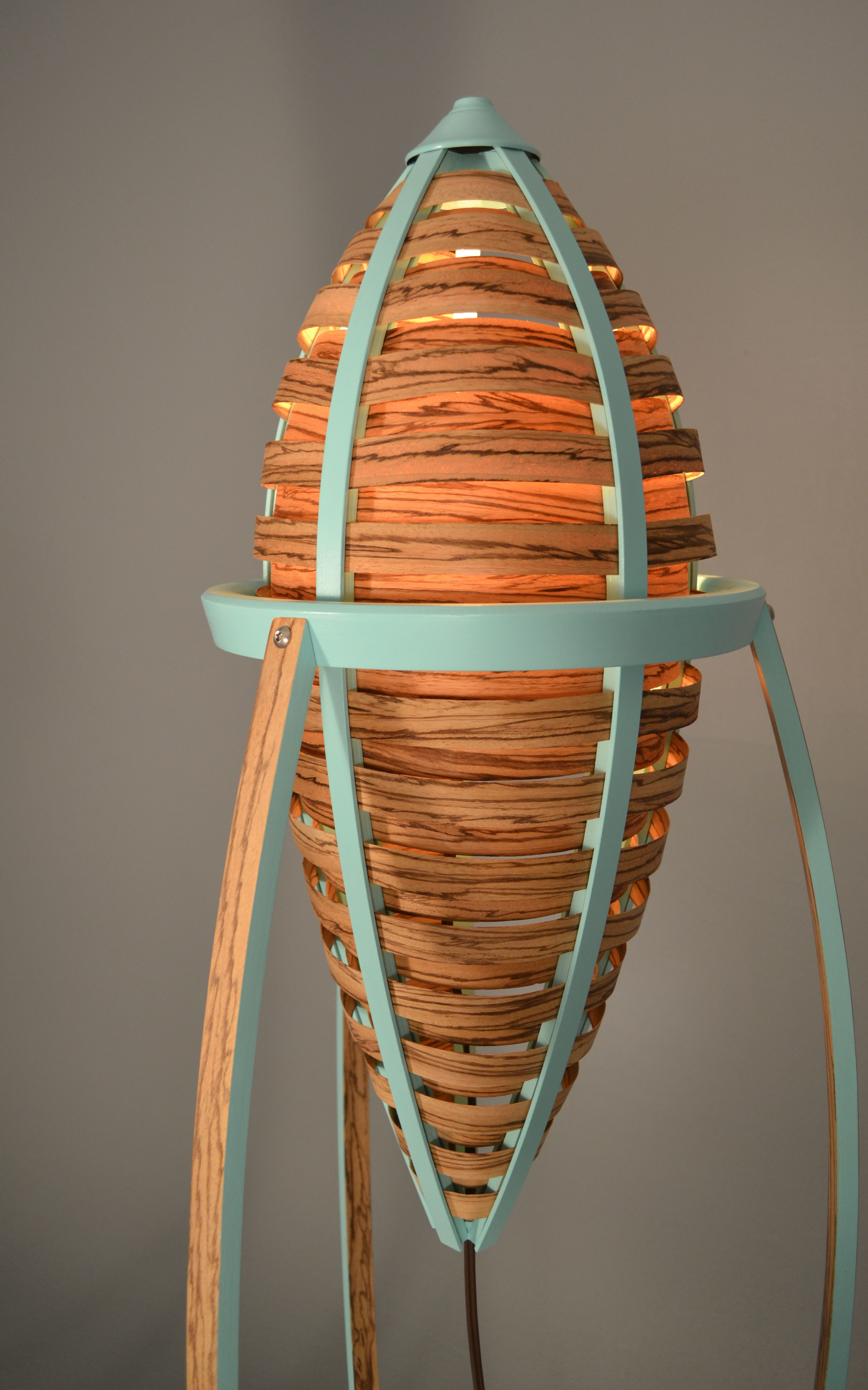      Tsiolkovsky Lamp t202 , 2013   3' x 5' x 3'​  Zebrawood Veneer, Poplar, Paint  Photographed by Ryan Gray 