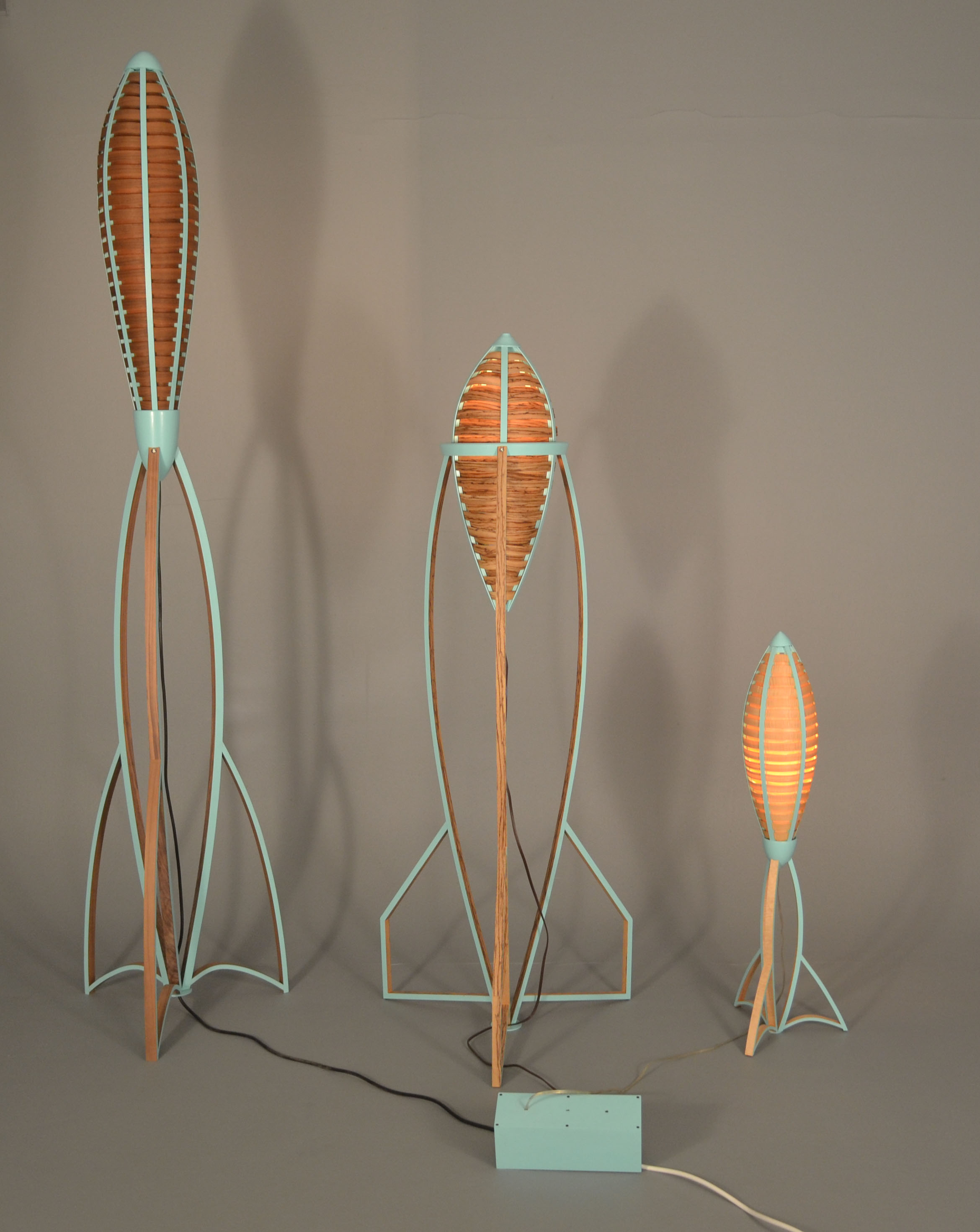     Tsiolkovsky Lamp Series , 2013   8' - 3' Range   Veneer, Poplar, Paint   Photographed by Ryan Gray 