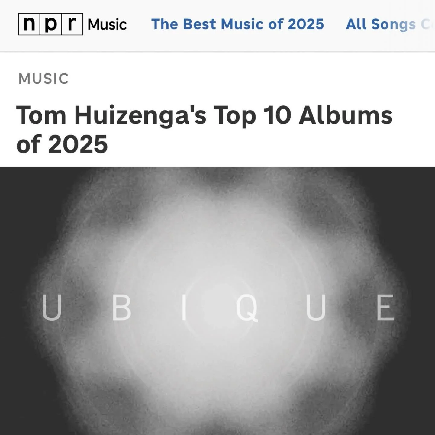 Lovely to see UBIQUE on Tom Huizenga&rsquo;s NPR top 10 list of albums this year

This was such special project to release together in February with @sonolummusic and the gorgeous performance of @clairechaseflute , Cory Smythe, @tinkatonk and @sethpa