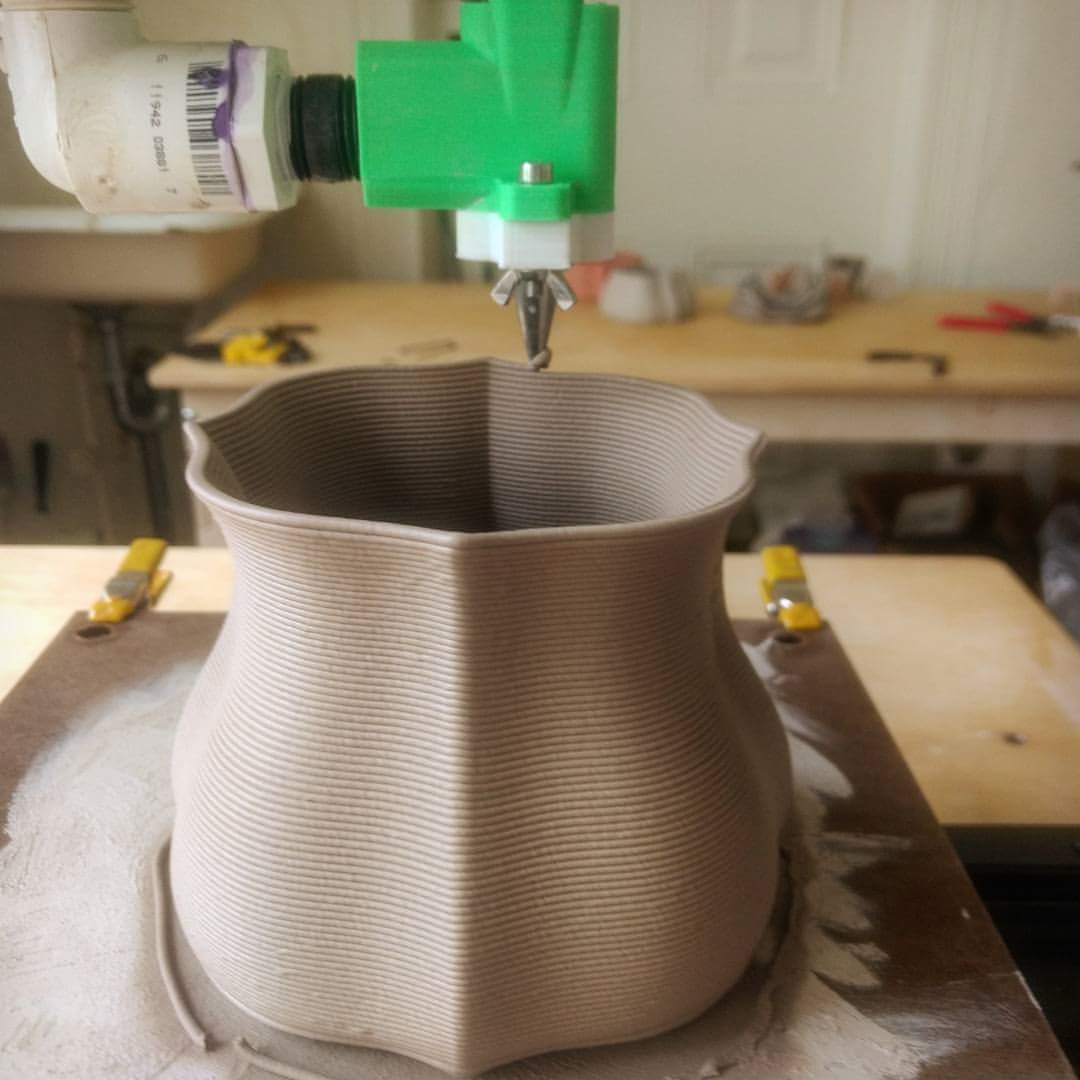 extruding a tableware form with an Architecture student, Spring 2017