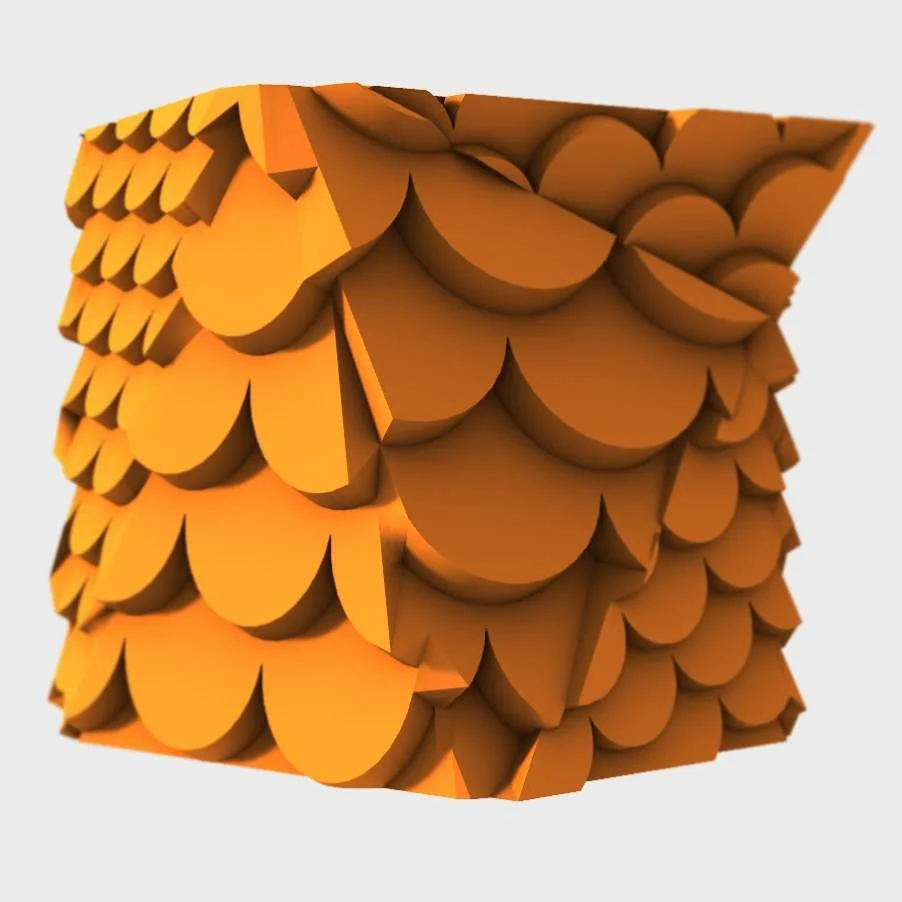 Study model with shingled/scaled texture, summer 2018.