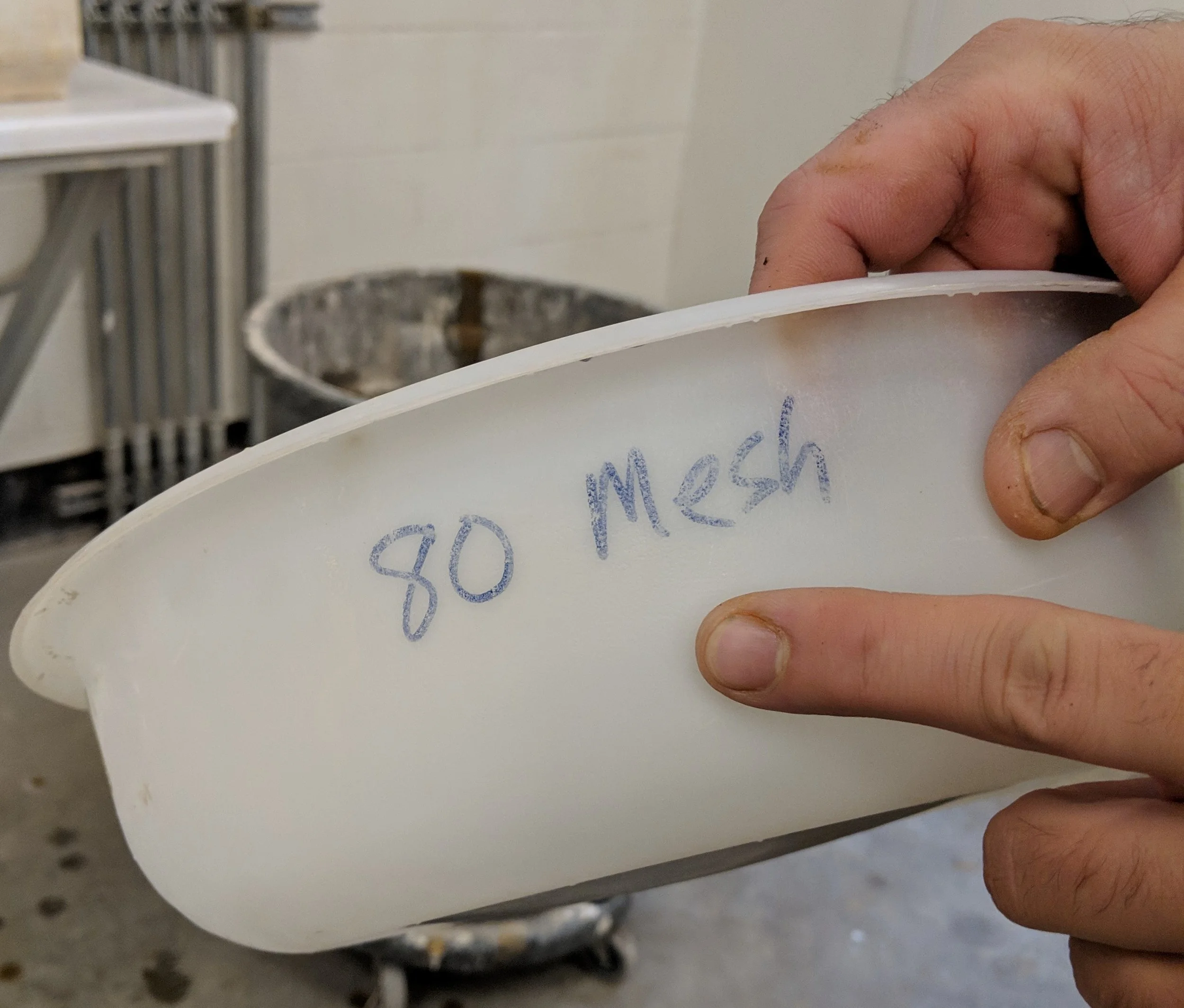 An 80 mesh sieve was used next, slowing the process down quite a lot.
