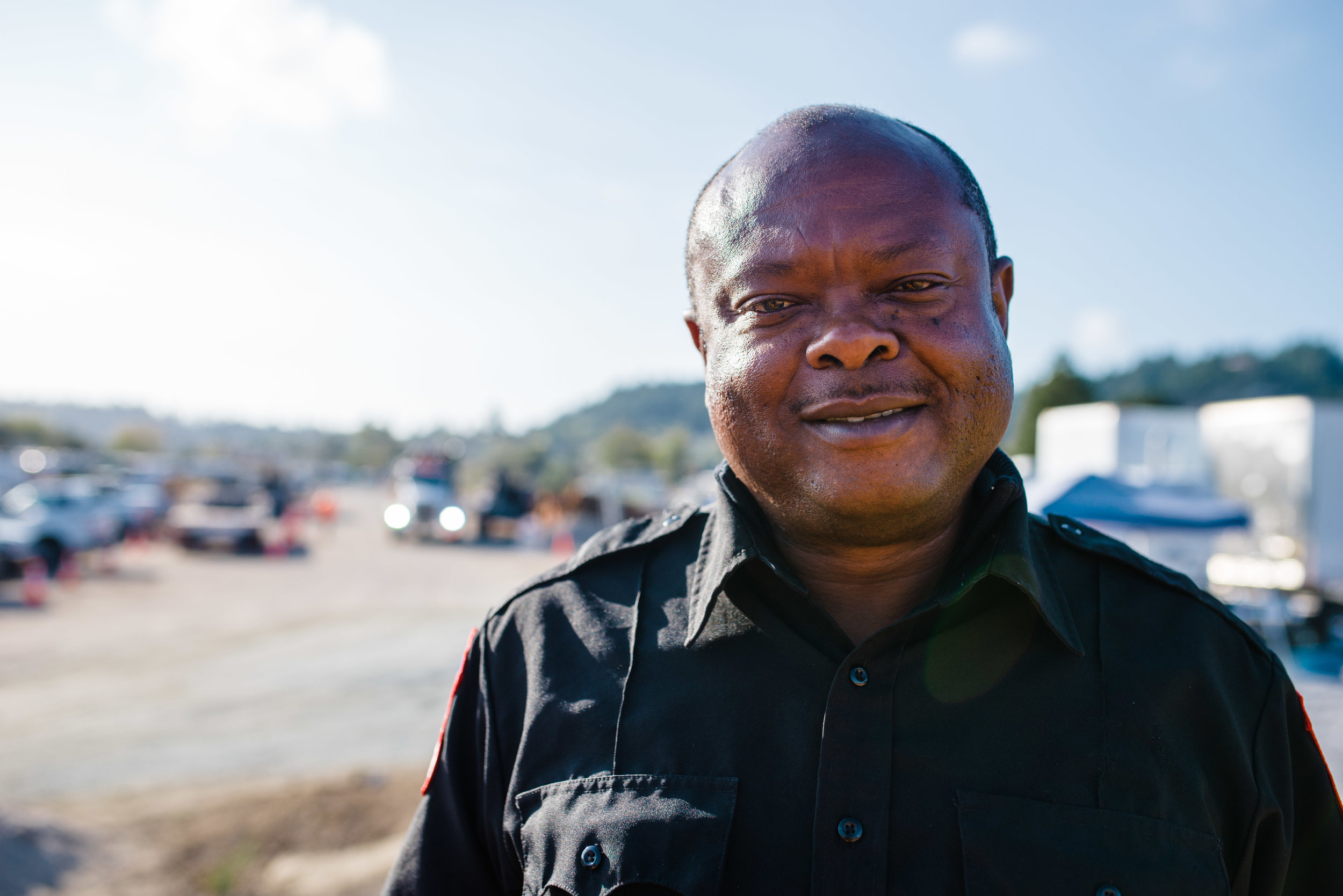  Security worker at the PG&amp;E Basecamp, Scotts Valley, CA October 2018.   