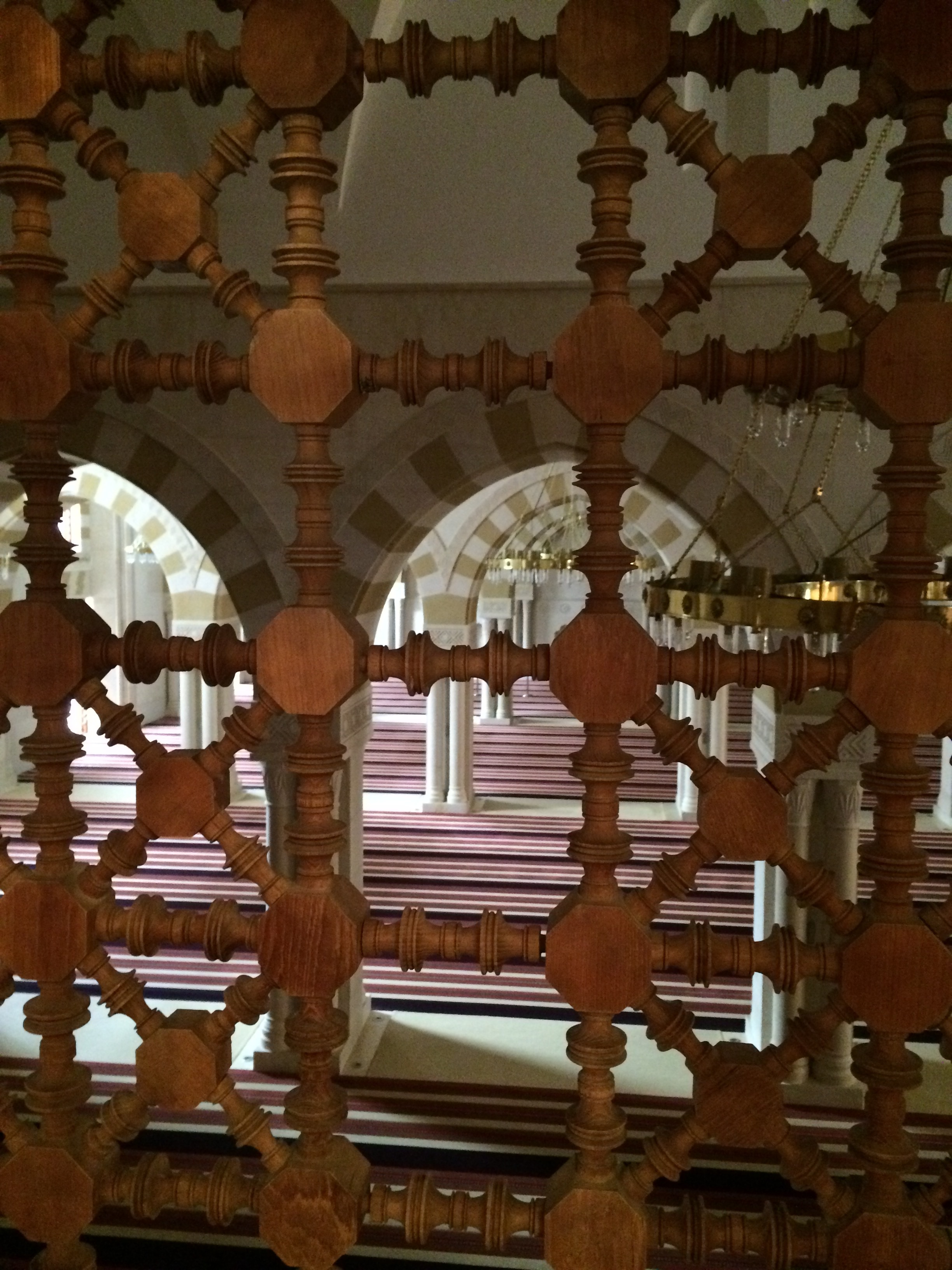 The view into the larger section of the mosque from the women's section.