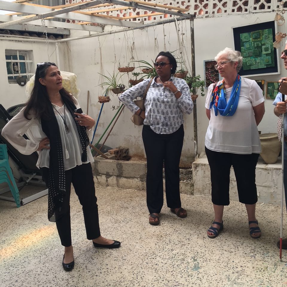 (left) Samar Dudin at Ruwward along with two people from our Fulbright group.