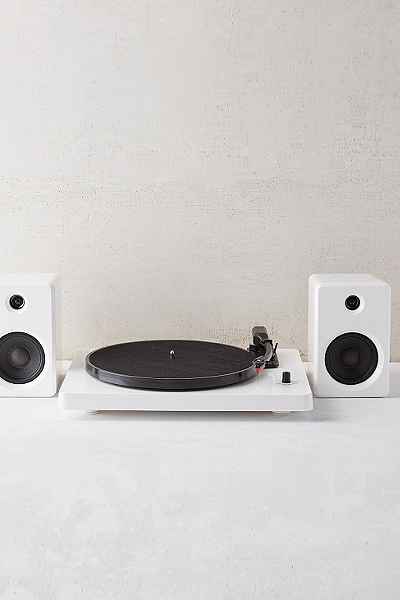This simple record player and speakers. $169 at urban outfitters