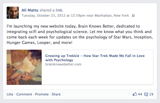 Funny that I haven't written about most of the topics I outlined in my first Facebook post.