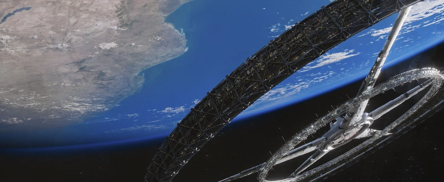The NASA inspired look of Elysium's space station is beautiful.