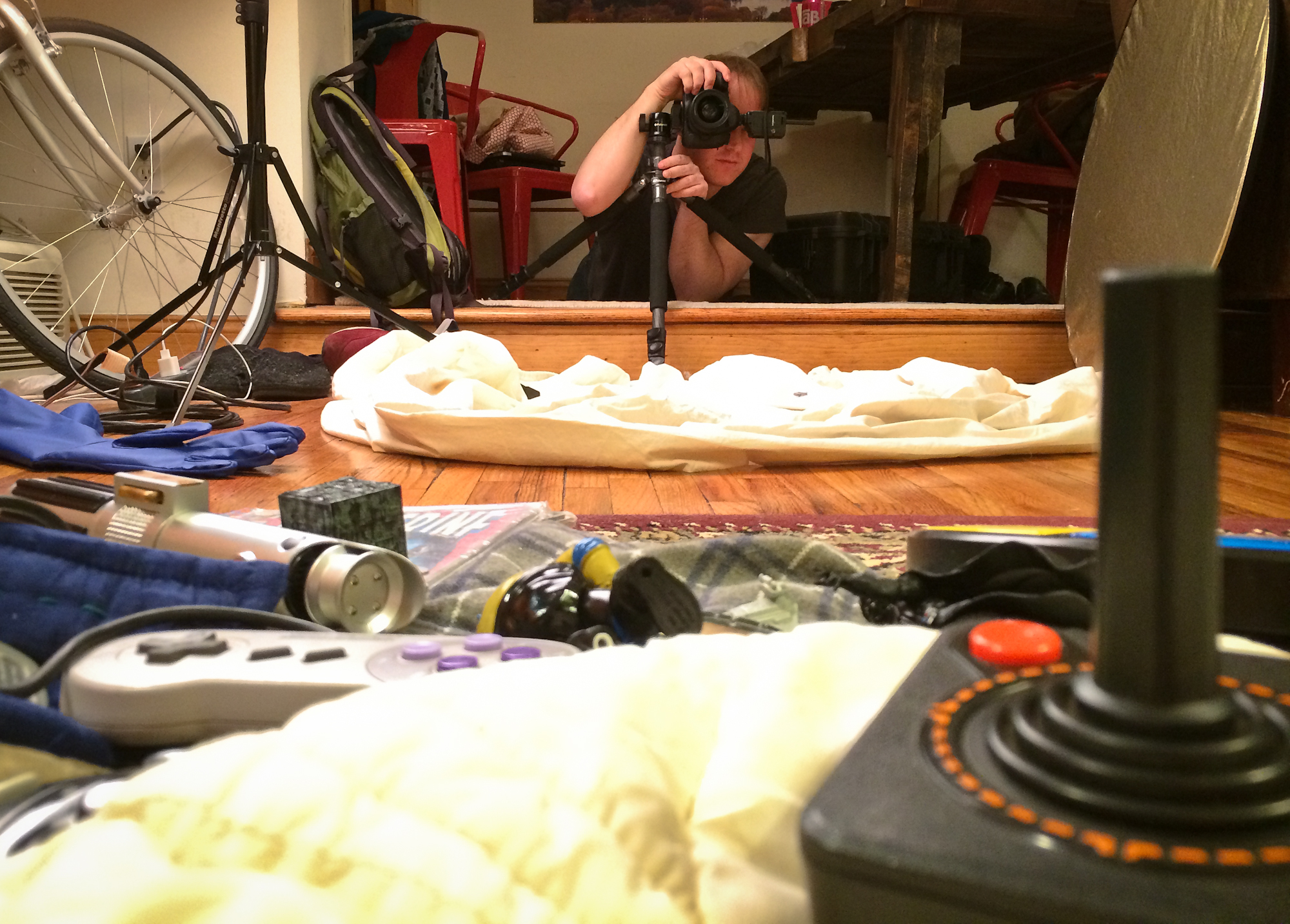 Bill Wadman photographing our epic blanket fort.