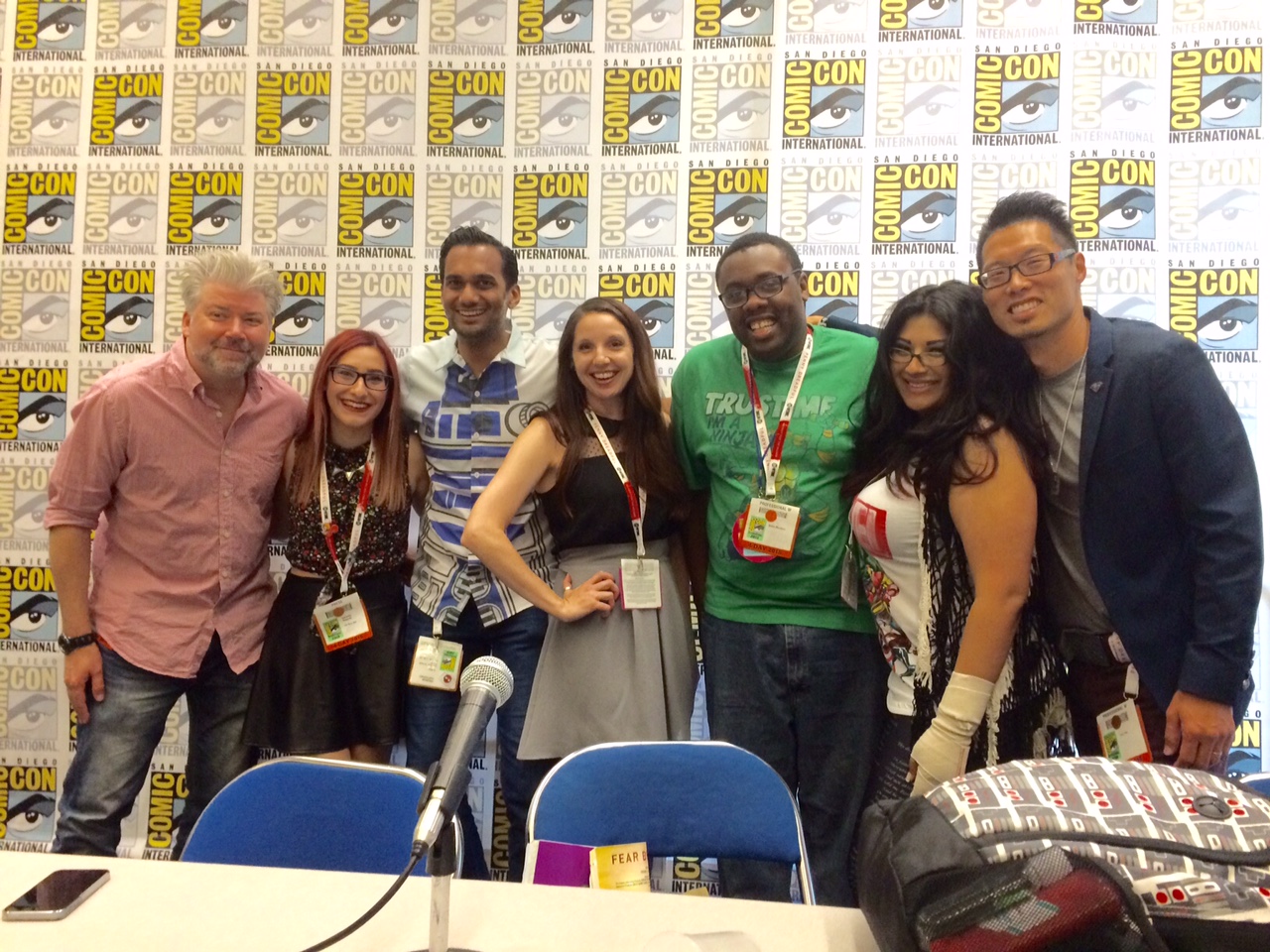 Left to Right: Chris Gore, Sam Maggs, Ali Mattu, Amy Ratcliffe, Andre Meadows, Ivy Doom Kitty, and Tony Kim