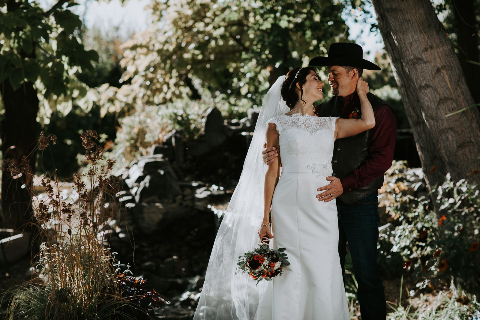 bride groom portrait wedding Palisade Colorado