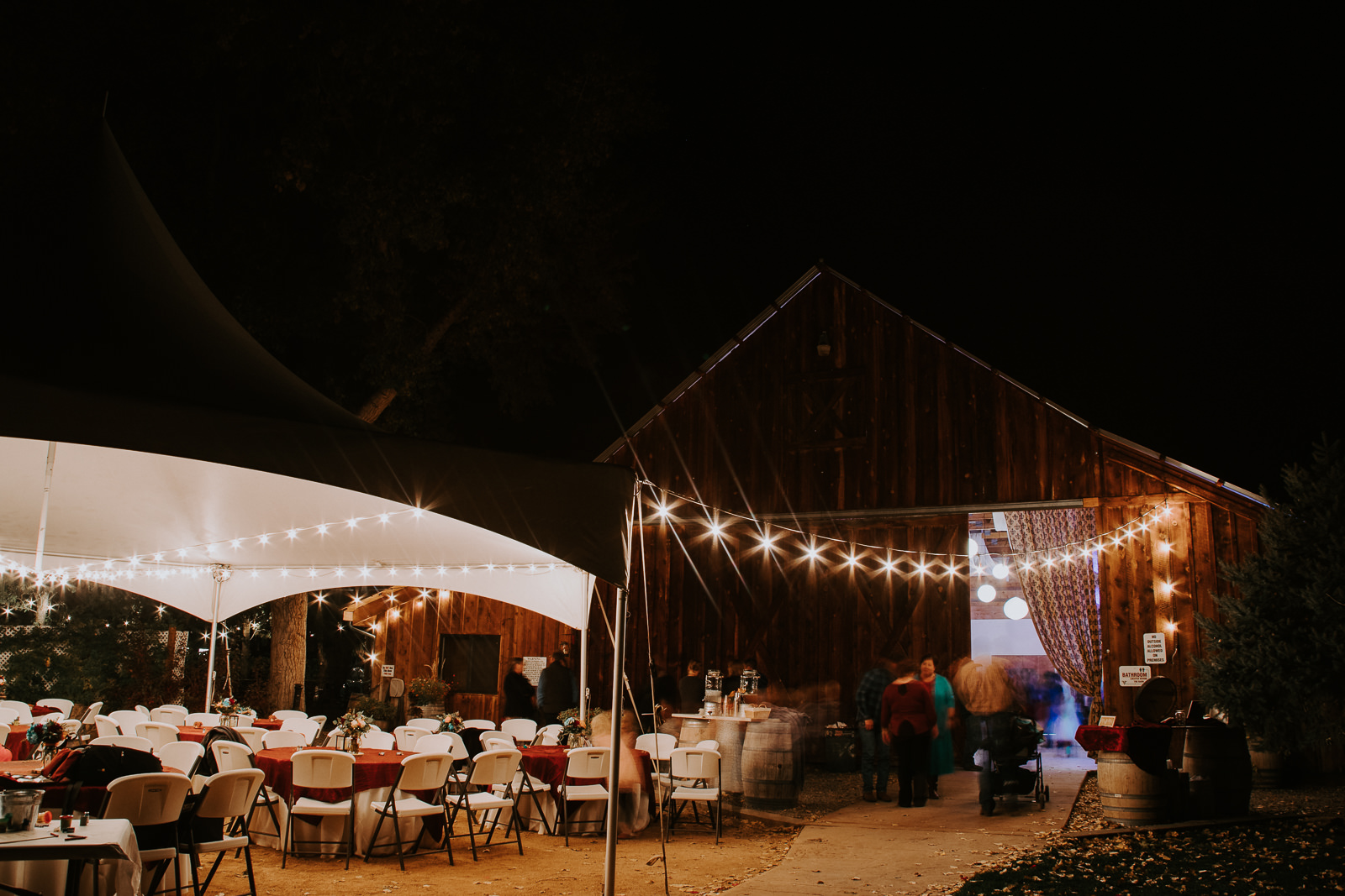 Maison La Belle Vie Amy's Courtyard night long exposure wedding