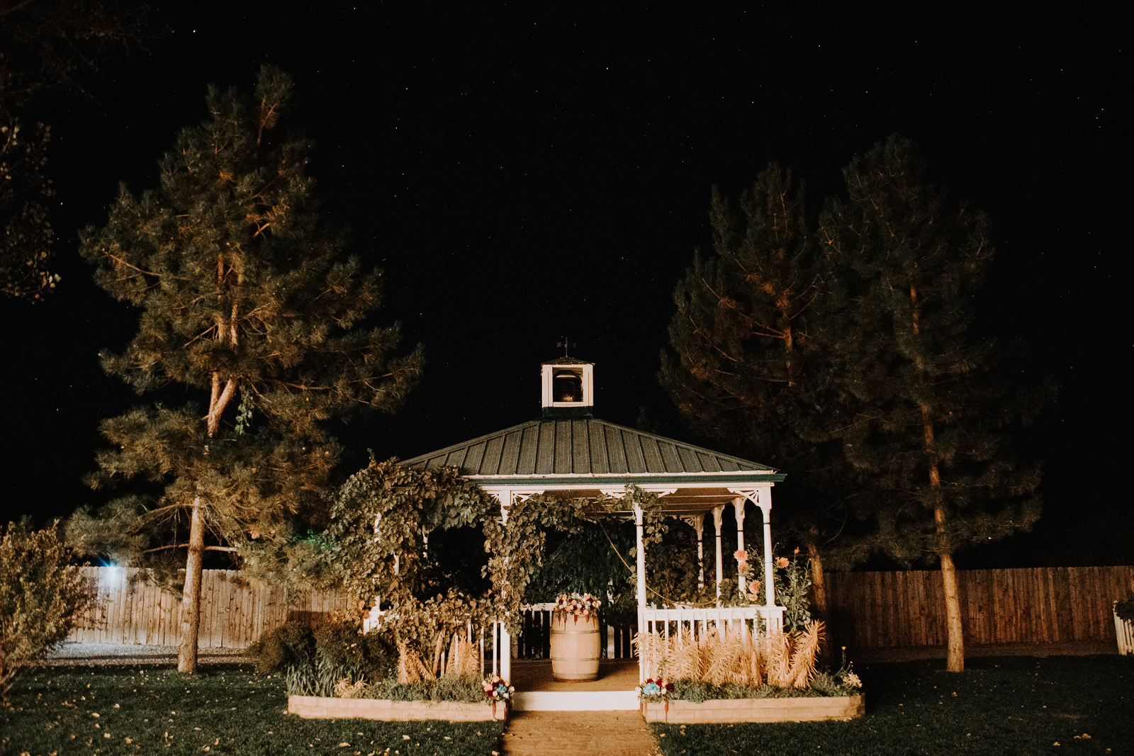 Maison La Belle Vie Amy's Courtyard night long exposure wedding