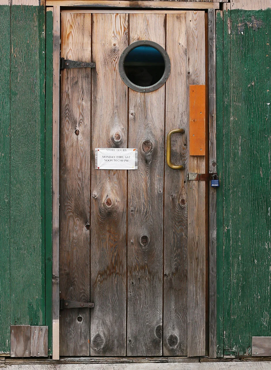 You can find an ordinary door to a store anywhere, but in Point Baker the door to the store has character! I love this door. By the way, the sign says that the store hours are Monday through Saturday noon to 2p.m.