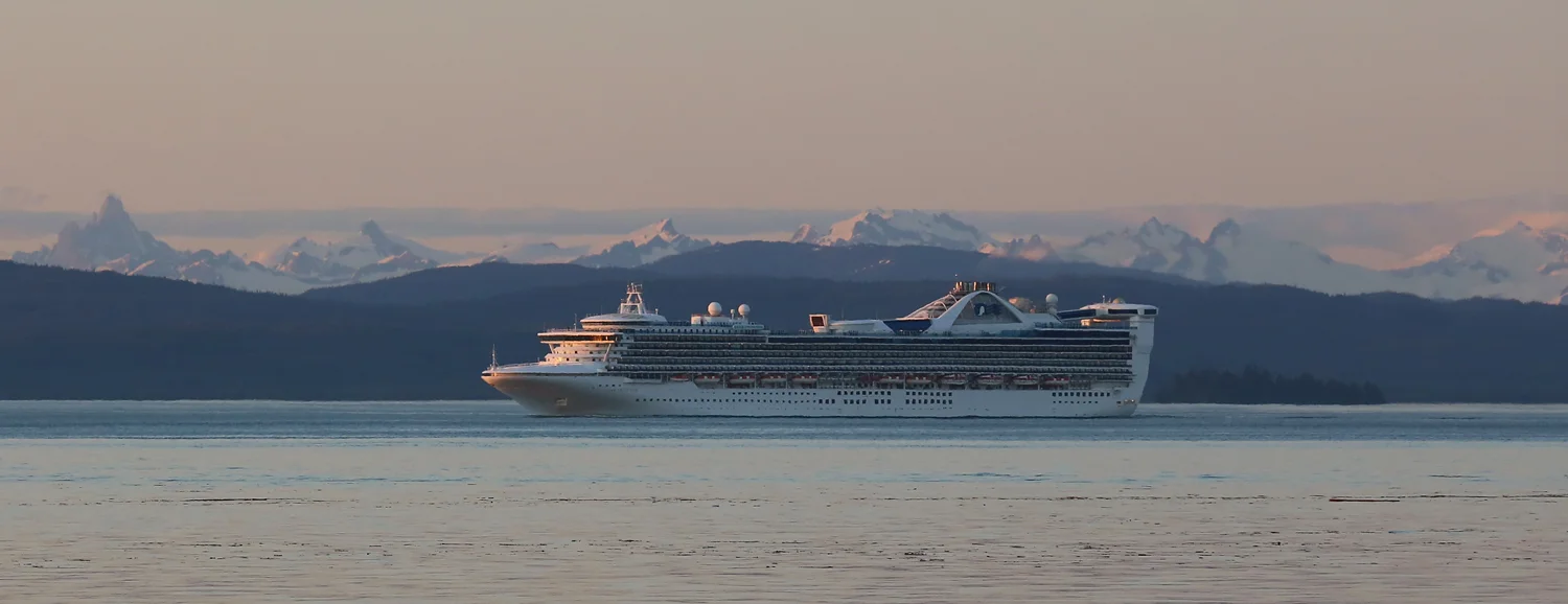 While I was enjoying the sunset at Memorial Beach, a cruise ship was just to the north in Sumner Strait. The passengers must have been enjoying the beautiful evening, too.
