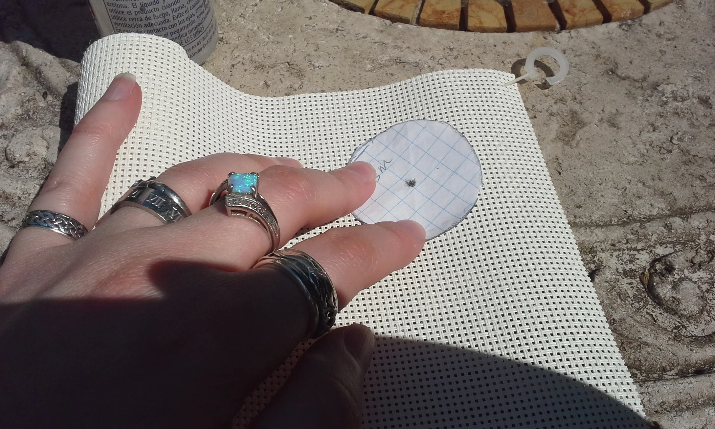Trace template on aida or buckram.
