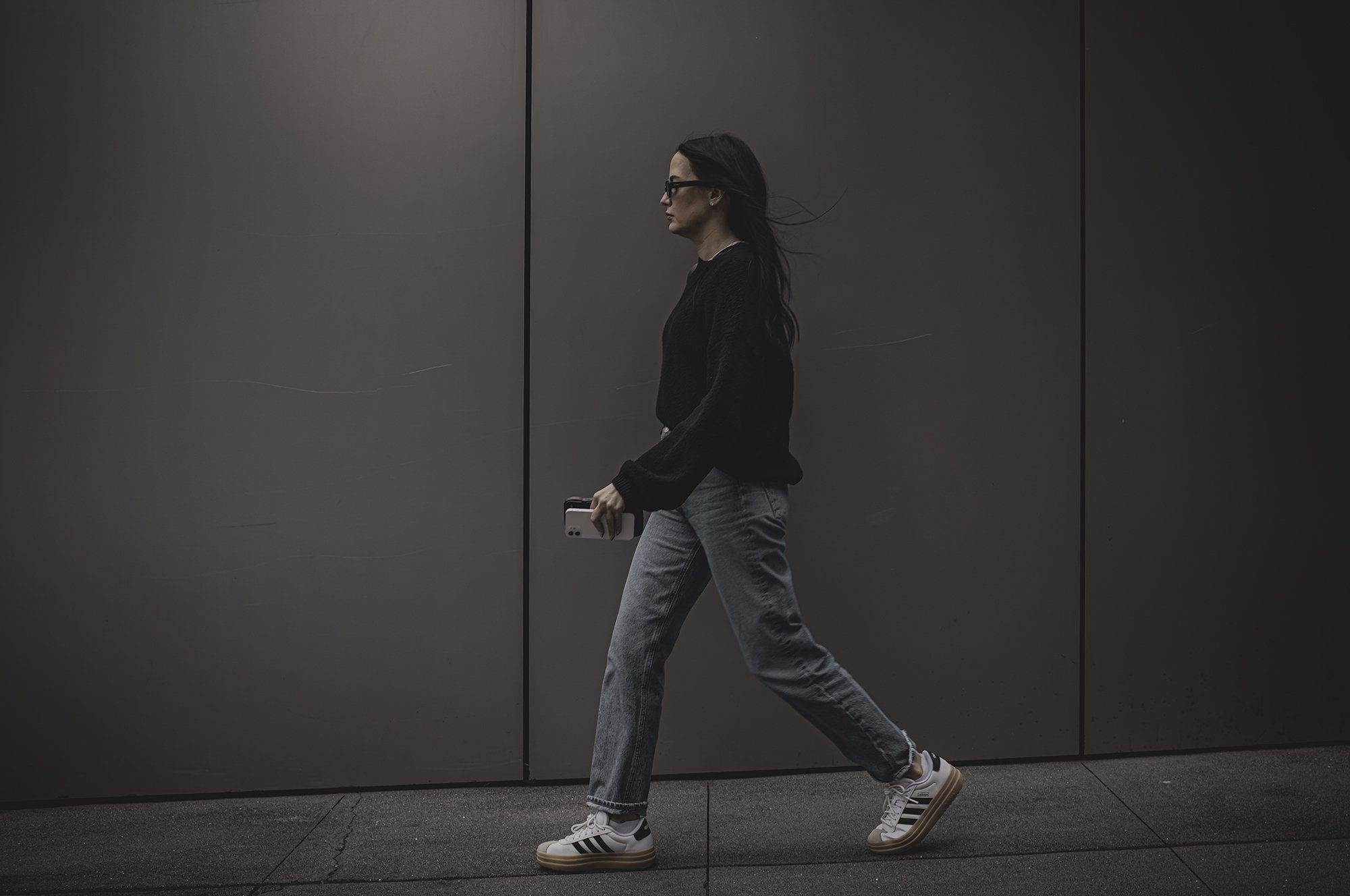 Lady Cell Phones in Hand Apple Wall L1001656-Edit.jpg