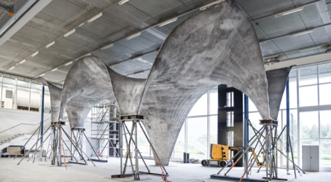 *Full-scale construction prototype of the NEST HiLo shell roof, photo by Michael Lyrenmann