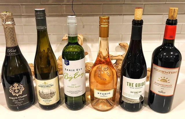 Just a little Birthday wine tasting for a client. These babies are all $15 and under. @SeguraViudas @Winery.SchlossGobelsburg @ErnieElsWines @StudioMiraval #TheGuide #PinotNoir, @TommasiWine .
.
.
.
.
.
.
#sommlife #winetasting #bottles #chicagowine 