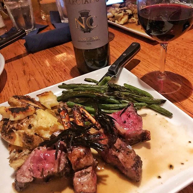 Out with friends for a great New Buffalo dinner at @BentwoodTavern. Pairing up @Argiano1580 Non Confunditur with Lamb Chops (on Special). Love this #SuperTuscan blend of Cabernet Sauvignon, Syrah, Merlot, Sangiovese- nice full style, touch of old wor