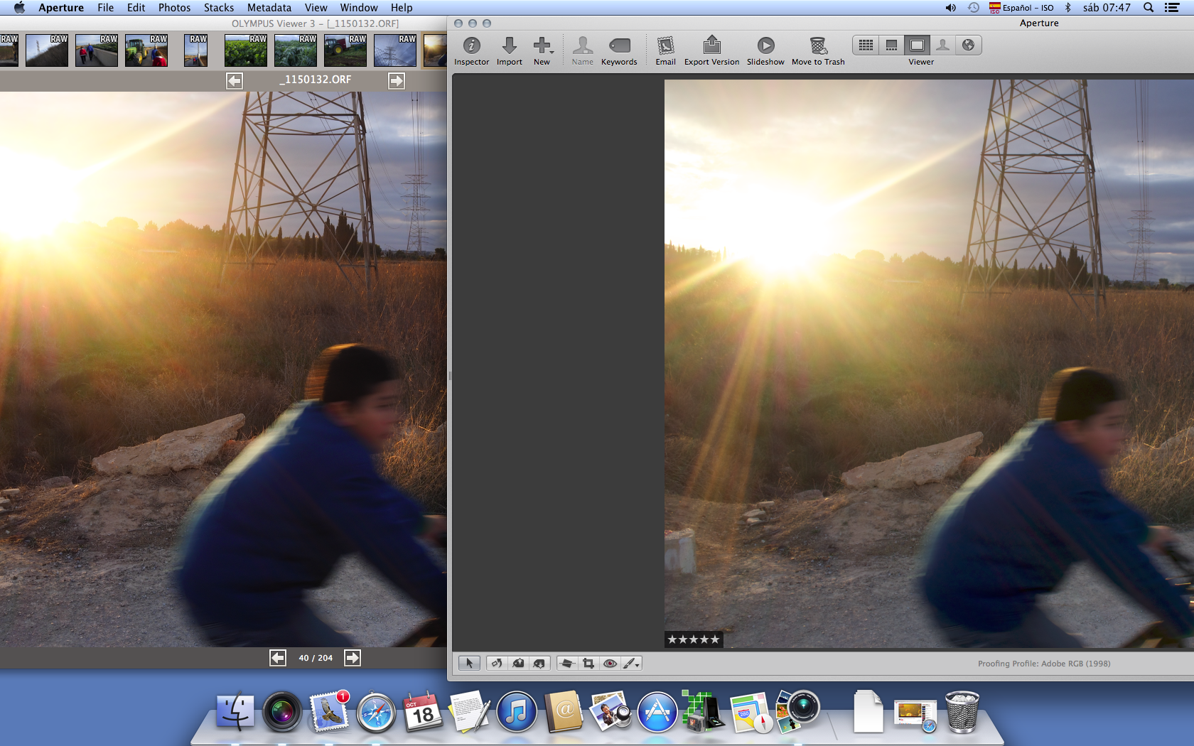 reveladores raw, a la izquierda olympus, a la derecha aperture. © Daniel Belenguer