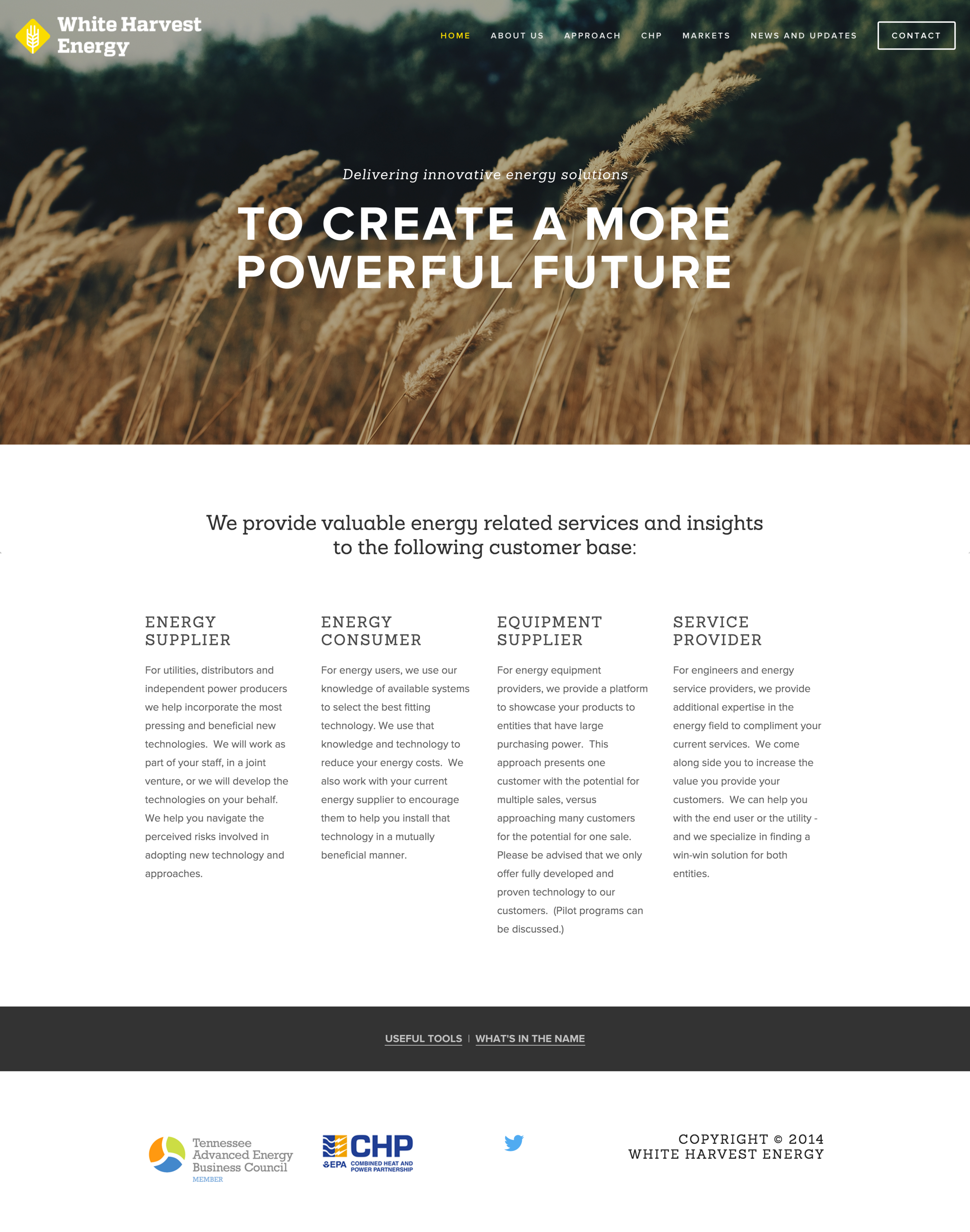 White Harvest Energy Website Home Page