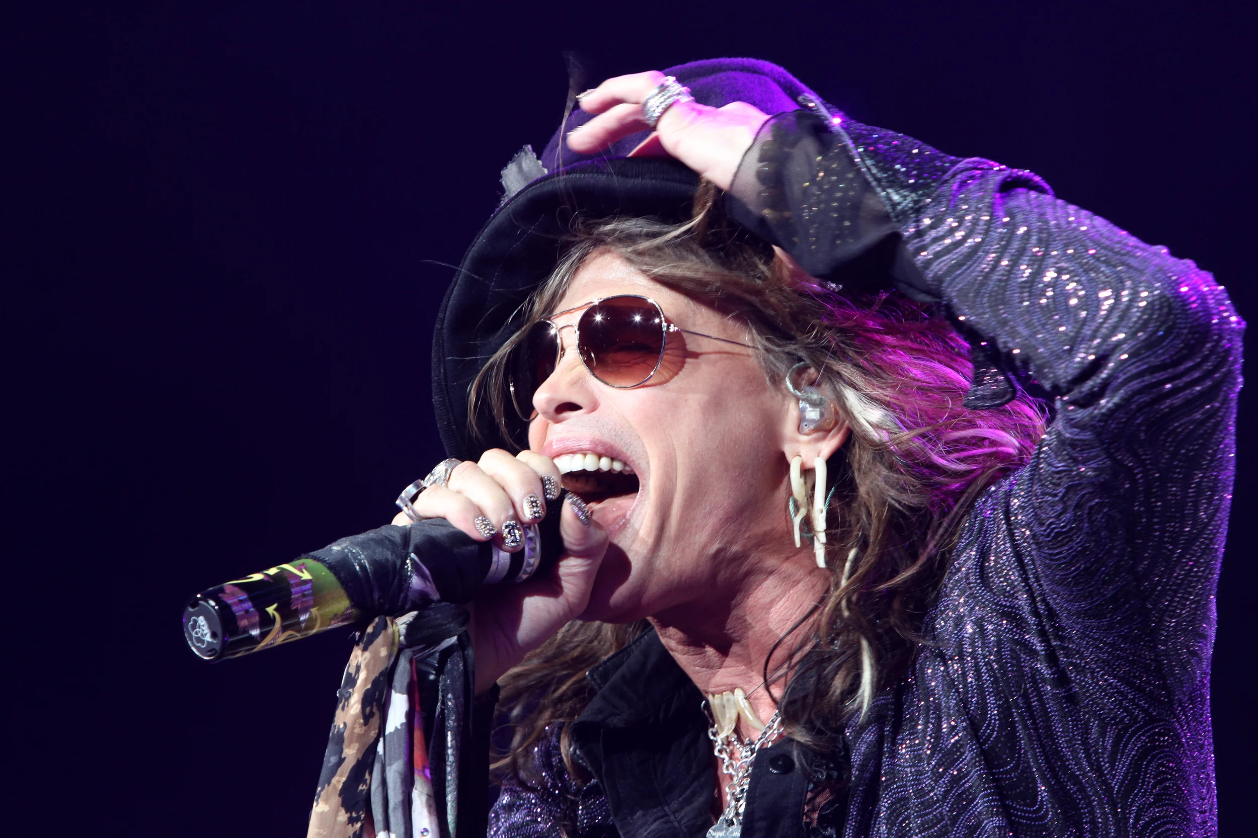 Aerosmith performs at the First Midwest Bank Amphitheater in Tinley Park IL.