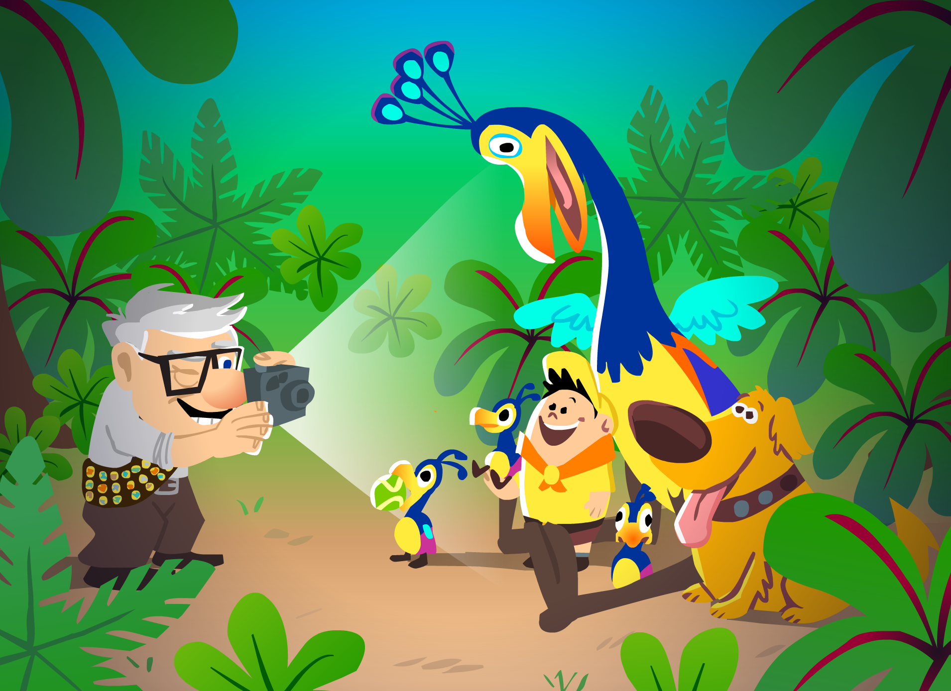 My drawings of the characters from Disney/Pixar’s Up in this unique style impressed the staff at Disney Imagineering and helped my team’s ImagiNations design contest entry stand out.
